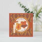 チュチュ及びタイ及び秋のダマスク織のつる植物の双生児のベビーシャワー 招待状 (スタンド正面)