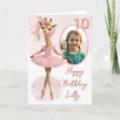 チュチュ姿の1枚写真キリン 10歳の誕生日カード カード (正面)