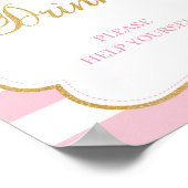 チュチュ赤ちゃんシャワー飲み物サインピンク金ゴールドグリッター ポスター (角)