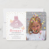 チュチュ バレリーナ ピンク & ホワイト 女の子 フォト 誕生日 招待状 (正面)