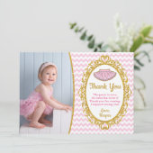 チュチュ バースデー サンクス カード | ピンクとゴールド (スタンド正面)