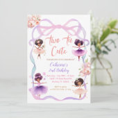 チュチュ パープル リボン ツー キュート 2歳の誕生日 招待状 (スタンド正面)