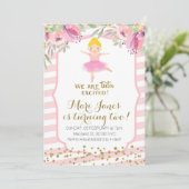 チュチュ ピンクの女の子の誕生日招待状 招待状 (スタンド正面)