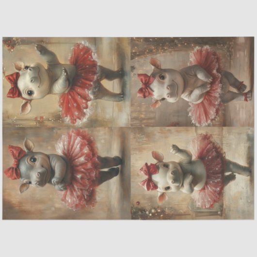 チュツお洒落の服を着たデコップカバ 薄葉紙 (正面)