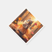 チュツとハートと秋のチムンク スタンダードカクテルナプキン (角)