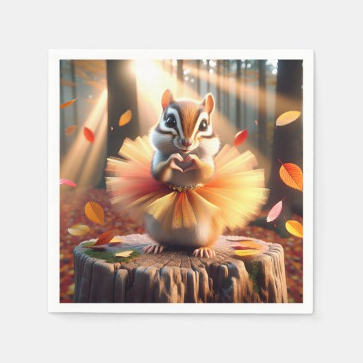 チュツを着た秋のチムンク スタンダードカクテルナプキン (正面)