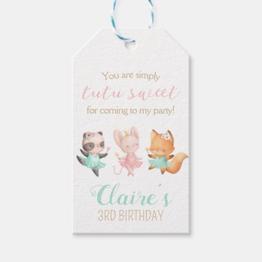 チュツカワイバレリーナ動物バレエ団の好意 ギフトタグ (正面)