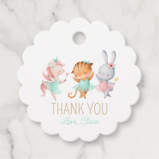 チュツカワイバレリーナ動物バレエ誕生日パーティー フェイバータグ (正面)