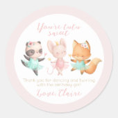 チュツカワイバレリーナ動物バレエ誕生日パーティー ラウンドシール (正面)