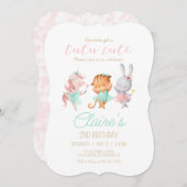 チュツカワイバレリーナ動物バレエ誕生日パーティー 招待状 (正面/裏面)