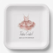 チュツキュートバレリーナバレエピンクスクリプト誕生日 ペーパープレート (正面)