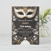 チュツブラック金ゴールドシックな仮装50誕生日に参加 招待状 (スタンド正面)