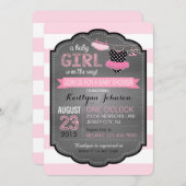 チュトゥとストライプのベビーシャワー 招待状 (正面/裏面)