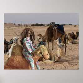 チュニジアでラクダに乗るために。 ポスター