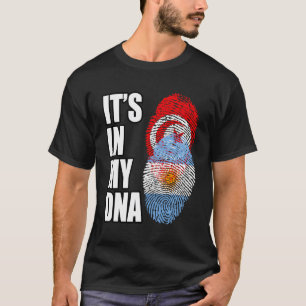 チュニジアとアルゼンチンのミックス伝統Dna国旗 Tシャツ
