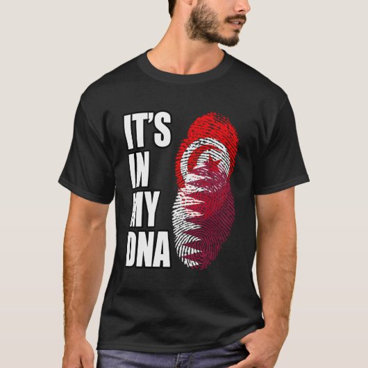 チュニジアとカタールミックス伝統Dna国旗 Tシャツ (正面)