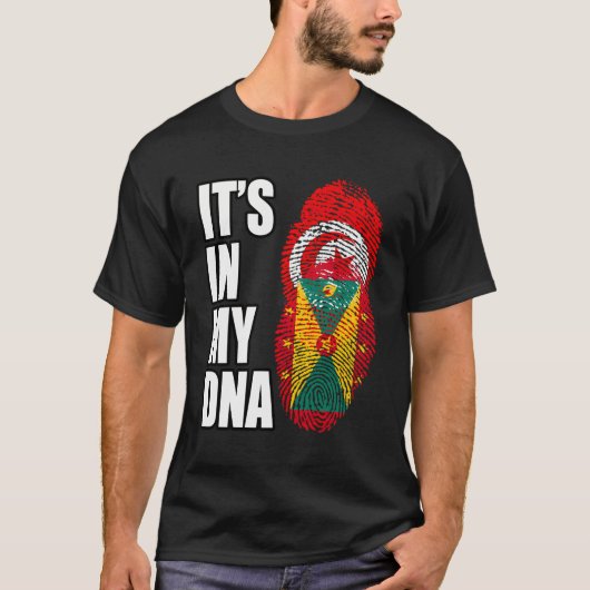 チュニジアとグレナディアンミックス伝統Dna国旗 Tシャツ (正面)