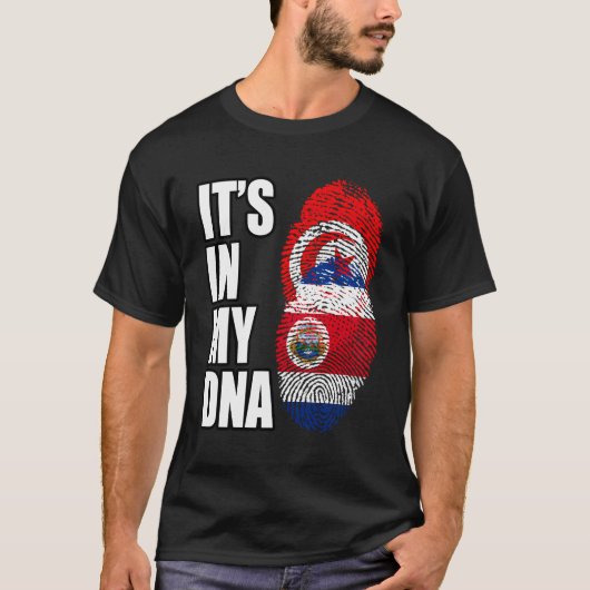 チュニジアとコスタリカミックス伝統Dna国旗 Tシャツ (正面)