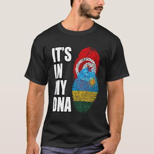 チュニジアとルワンダミックス伝統Dnaフラグ Tシャツ (正面)