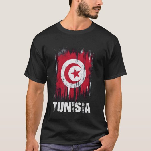 チュニジアのスポーティーフラグと国章 Tシャツ (正面)