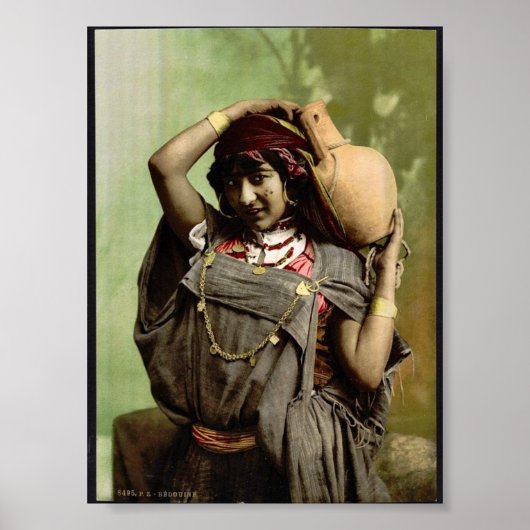 チュニジアのチュニス、ベドウィンの女性ヴィンテージフォトクロム ポスター (正面)