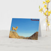 チュニジアのヤギ像 カード (黄色い花)