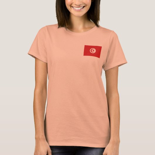 チュニジアの旗と地図のTシャツ Tシャツ (正面)