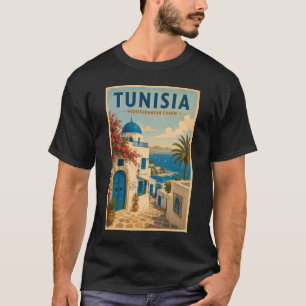 チュニジアの風景イラスト旅行アートヴィンテージ Tシャツ