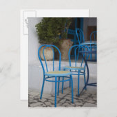 チュニジアのSidi Bou氏によると、カフェ椅子 ポストカード (正面/裏面)