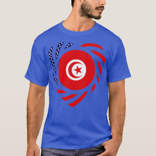 チュニジアアメリカ多国籍愛国国旗のハート Tシャツ