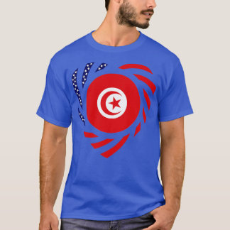 チュニジアアメリカ多国籍愛国国旗のハート Tシャツ