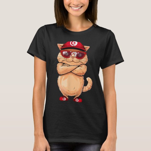 チュニジアフラッグ猫ママお土産プロダクツKitten Tu Tシャツ (正面)