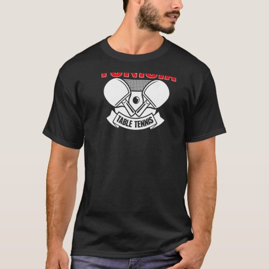 チュニジア卓球支援チュニジアピンポンT Tシャツ (正面)