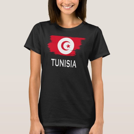 チュニジア国チュニジアフラッグ男性へウィメンズキッズT Tシャツ (正面)