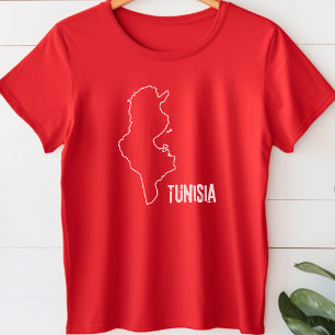 チュニジア国地図チュニジア国縁ど形 Tシャツ