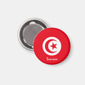 チュニジア国旗とアフリカ-旅行/スポーツファン マグネット (正面/裏面)