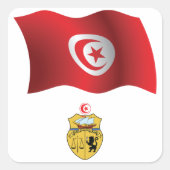 チュニジア国旗とコート・オブ・アームズ愛国心のあるチュニジア スクエアシール (正面)