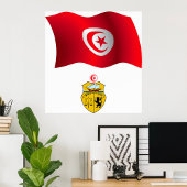 チュニジア国旗とコート・オブ・アームズ愛国心のあるチュニジア ポスター
