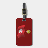 チュニジア国旗とコート・オブ・アームズ愛国心のあるチュニジア ラゲッジタグ (正面縦)