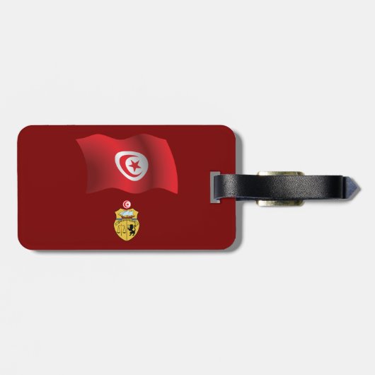 チュニジア国旗とコート・オブ・アームズ愛国心のあるチュニジア ラゲッジタグ (裏面横)