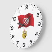 チュニジア国旗とコート・オブ・アームズ愛国心のあるチュニジア ラージ壁時計 (傾斜)