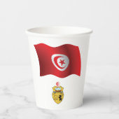 チュニジア国旗とコート・オブ・アームズ愛国心のあるチュニジア 紙コップ (正面)