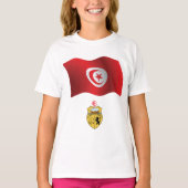 チュニジア国旗とコート・オブ・アームズ愛国心のあるチュニジア Tシャツ (正面)