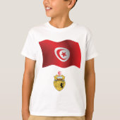チュニジア国旗とコート・オブ・アームズ愛国心のあるチュニジア Tシャツ (正面)
