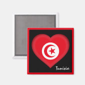 チュニジア国旗とチュニジアハート、アフリカの祝日 マグネット (正面/裏面)