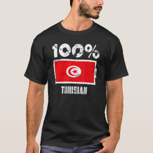 チュニジア国旗のサポート100チュニジアのバッテリ電源 Tシャツ