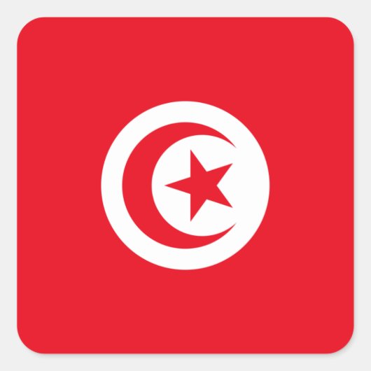 チュニジア国旗のシール スクエアシール (正面)