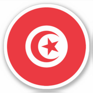 チュニジア国旗の丸いシール シール
