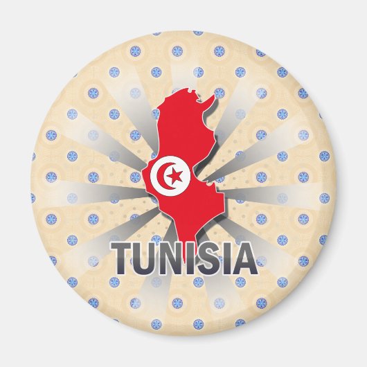 チュニジア国旗の地図2.0 マグネット (正面)