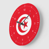 チュニジア国旗の壁掛け時計 ラージ壁時計 (傾斜)